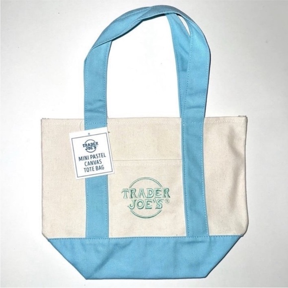Trader Joe’s Handbags - Trader Joe's Mini Pastel Blue Tote Bag limited edition NWT